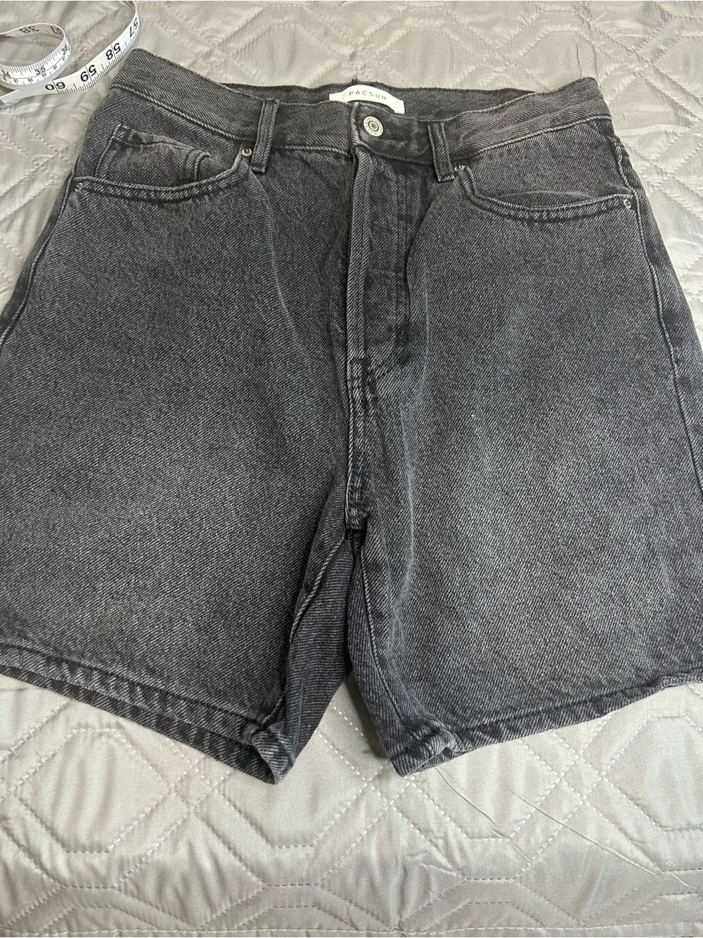PacSun Charcoal Washed Denim Dad Shorts size 27 buttonfly